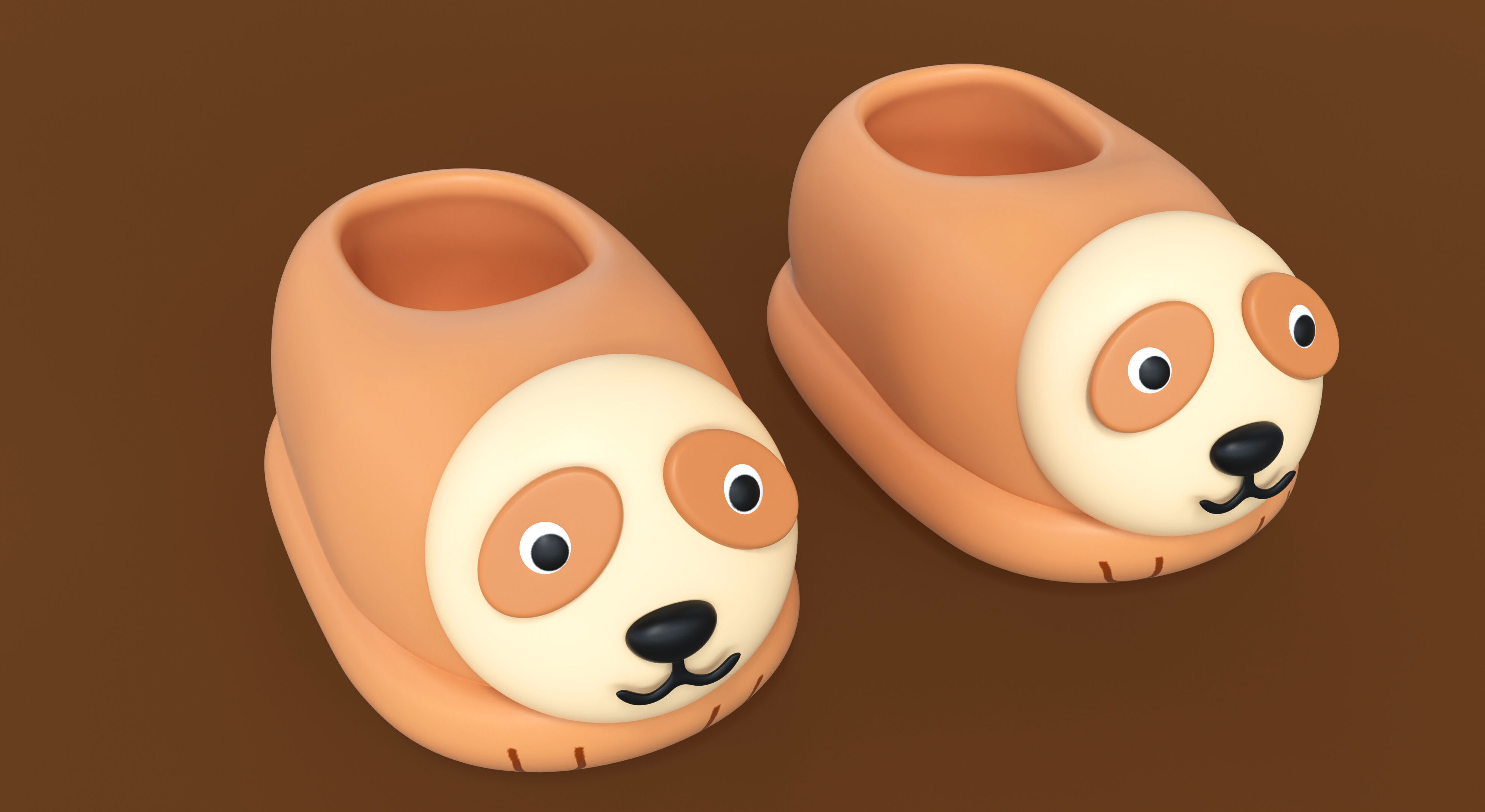 Low-Poly Sloth Slippers Low-poly 3D model_5