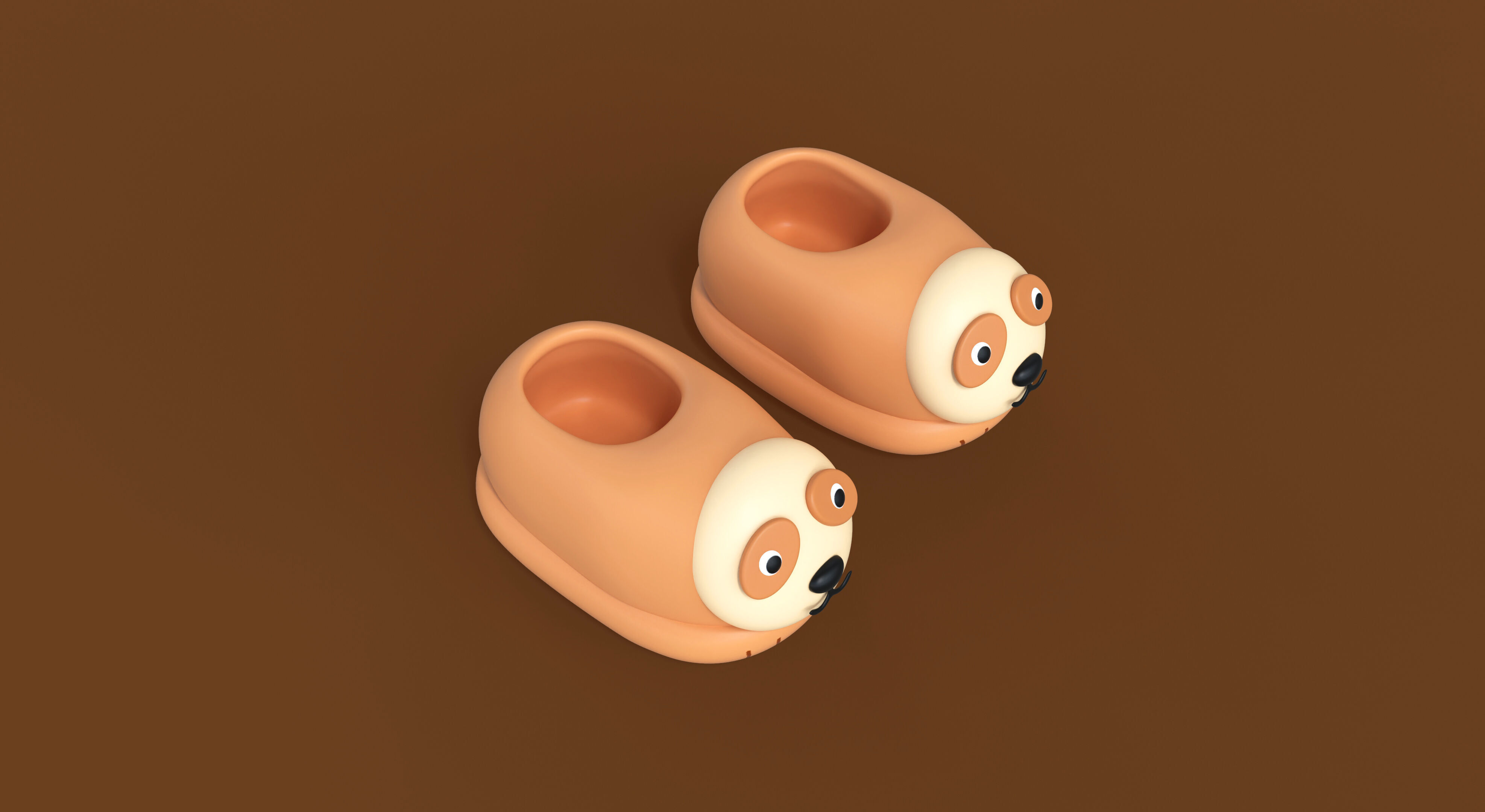 Low-Poly Sloth Slippers Low-poly 3D model_3