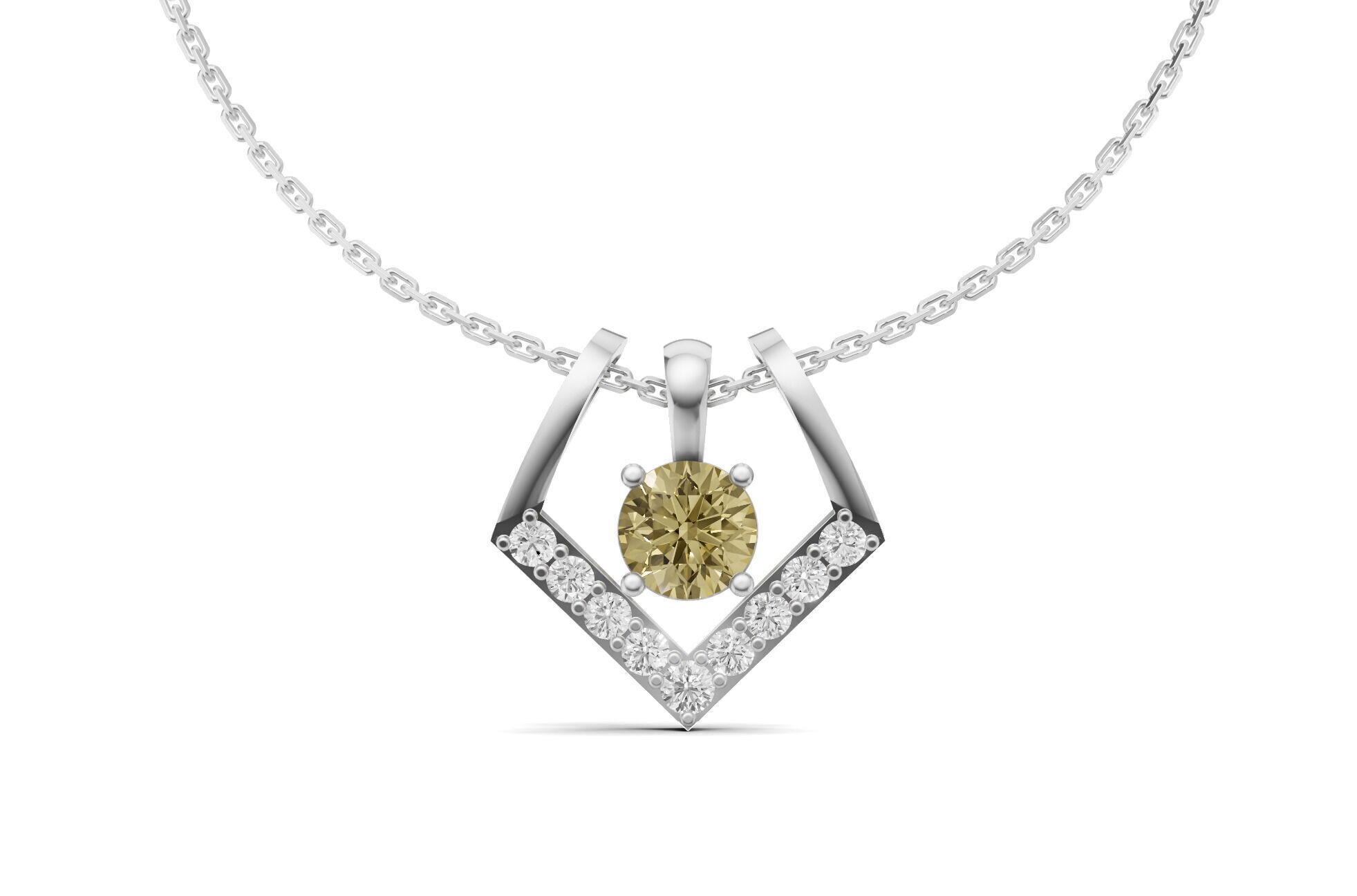 Solitaire Diamond Pendant 2 in 1 V-Shaped Design 3D print model_8