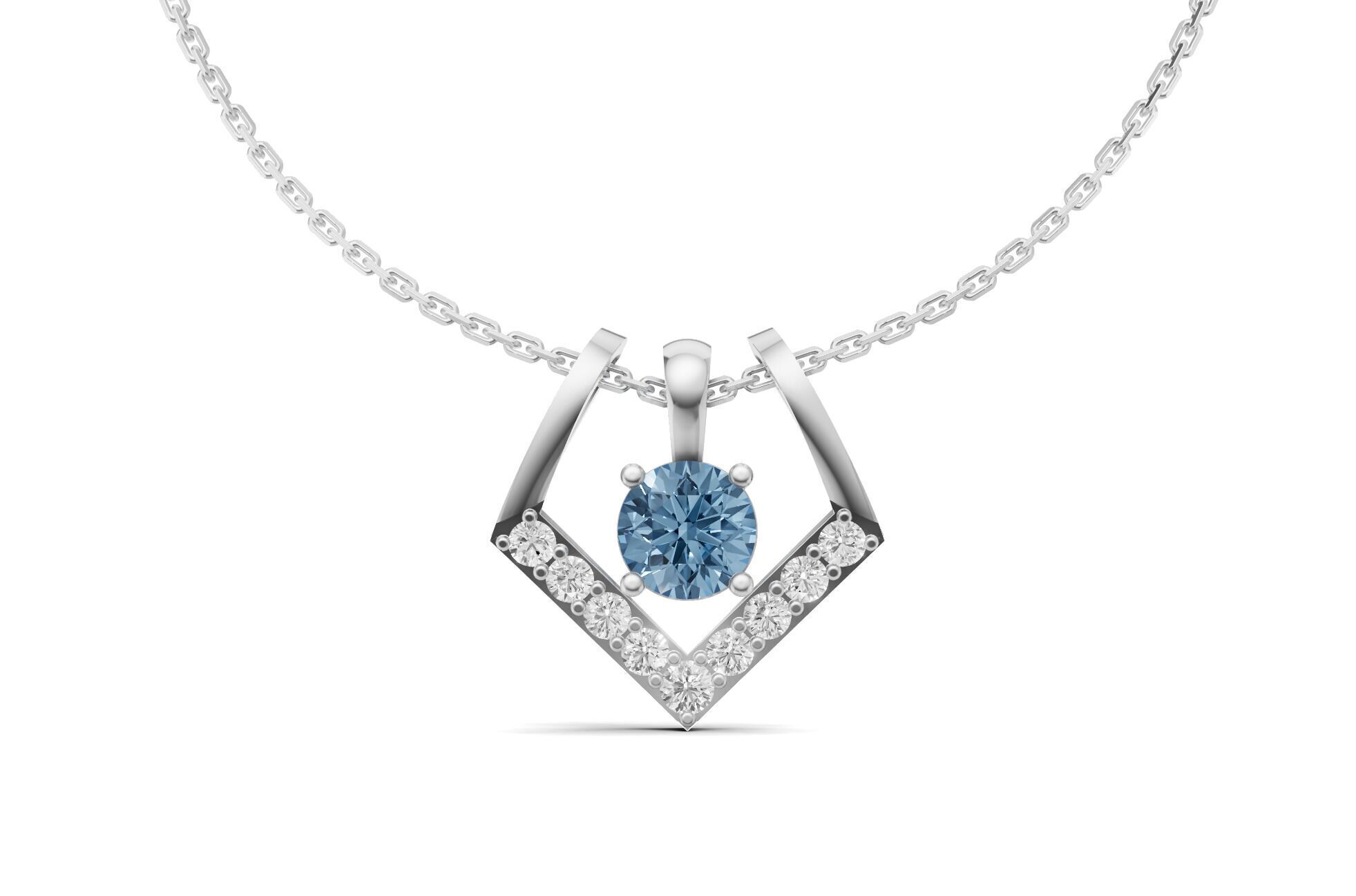 Solitaire Diamond Pendant 2 in 1 V-Shaped Design 3D print model_4