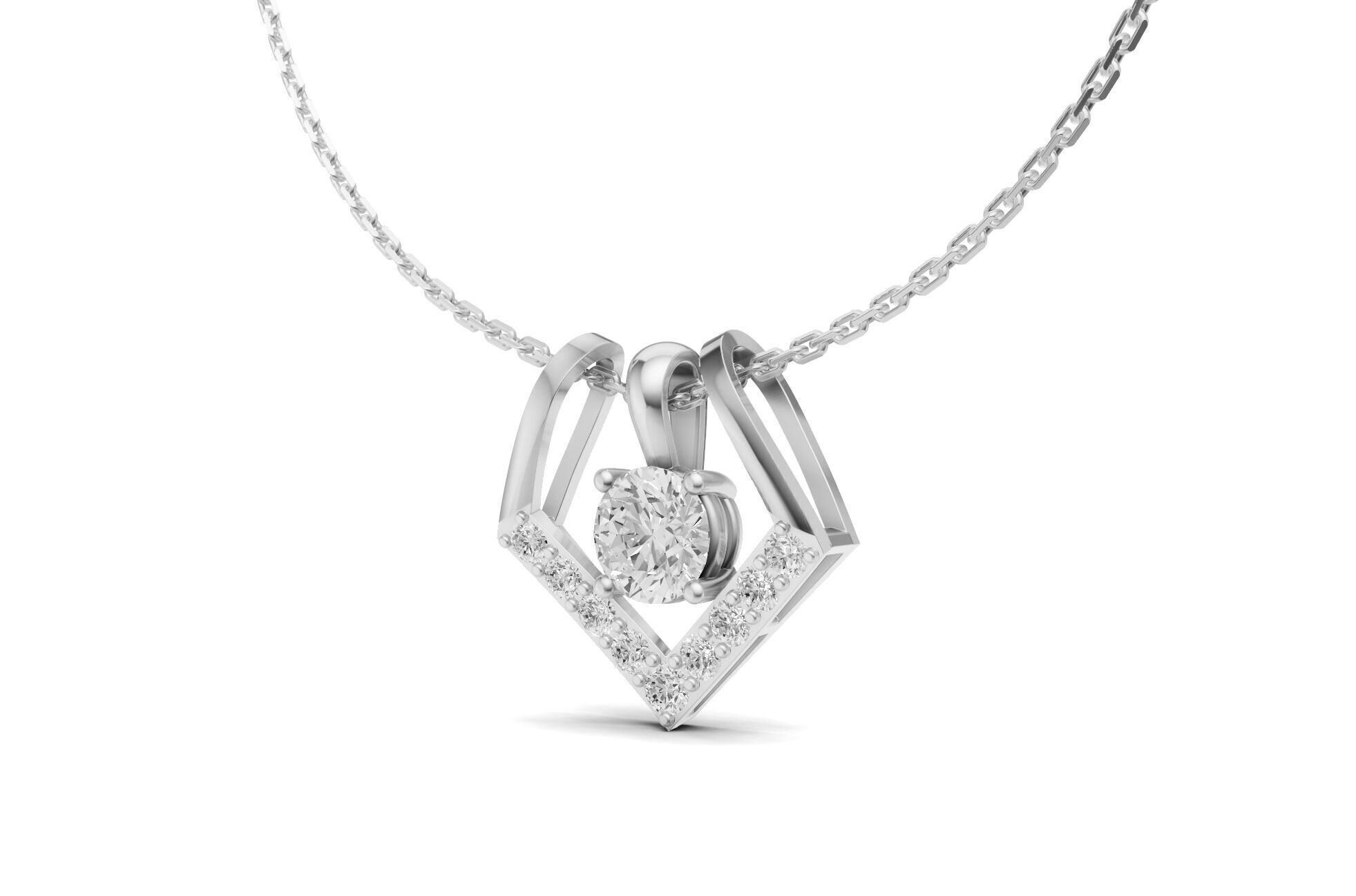 Solitaire Diamond Pendant 2 in 1 V-Shaped Design 3D print model_11