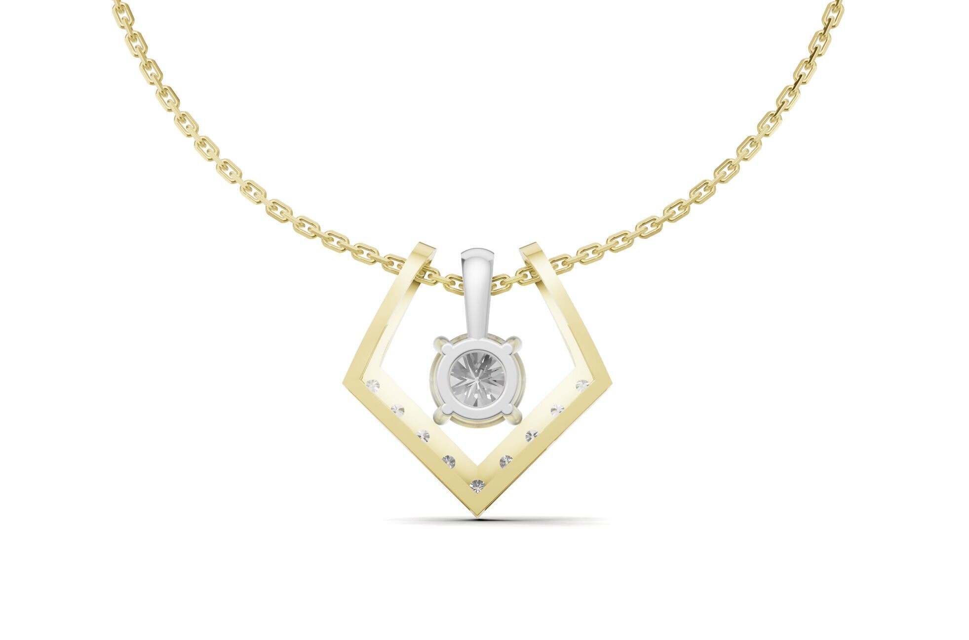 Solitaire Diamond Pendant 2 in 1 V-Shaped Design 3D print model_14