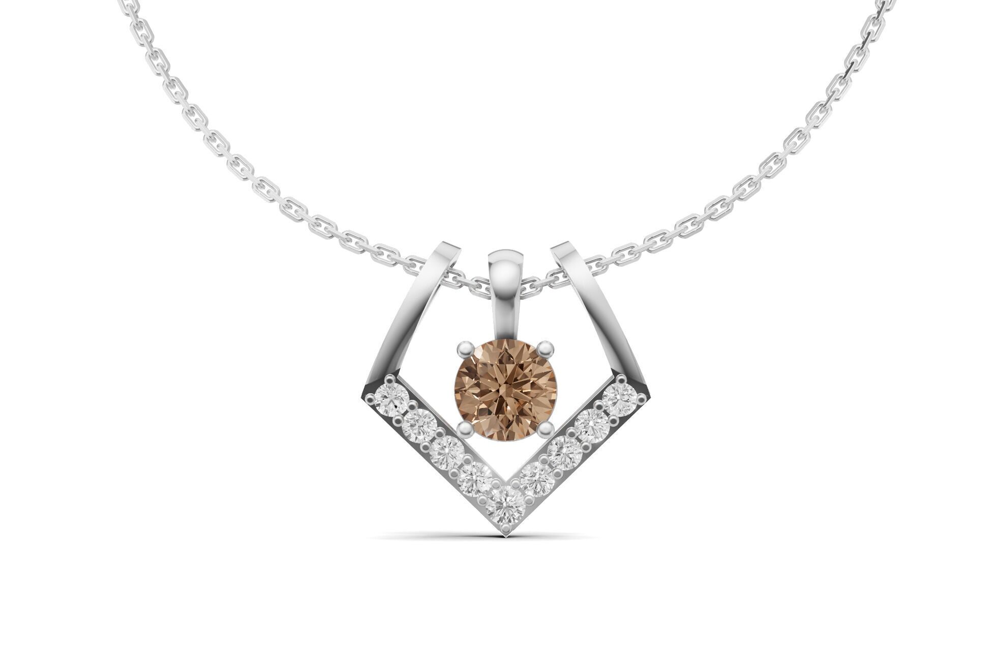 Solitaire Diamond Pendant 2 in 1 V-Shaped Design 3D print model_7