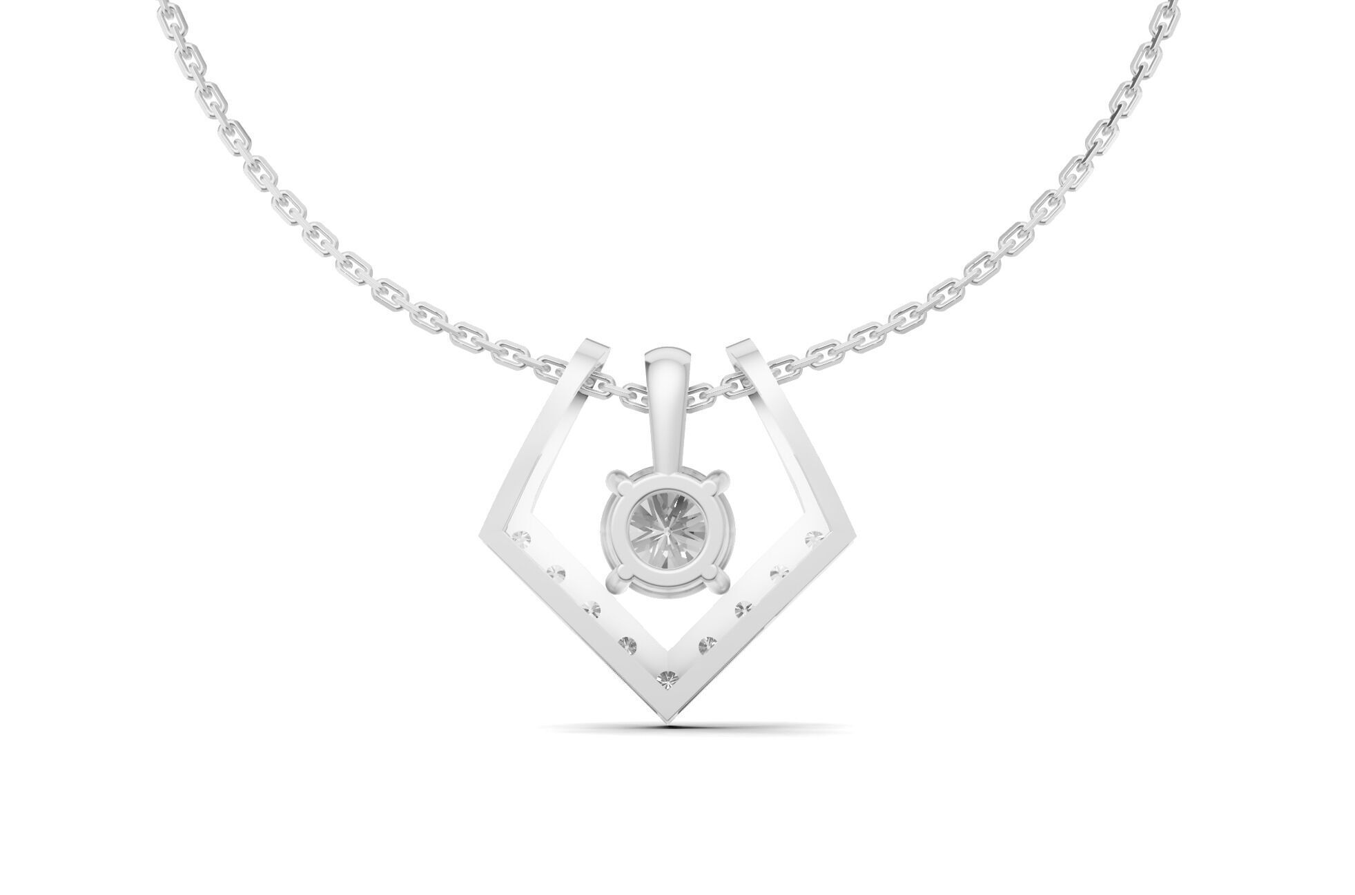 Solitaire Diamond Pendant 2 in 1 V-Shaped Design 3D print model_12