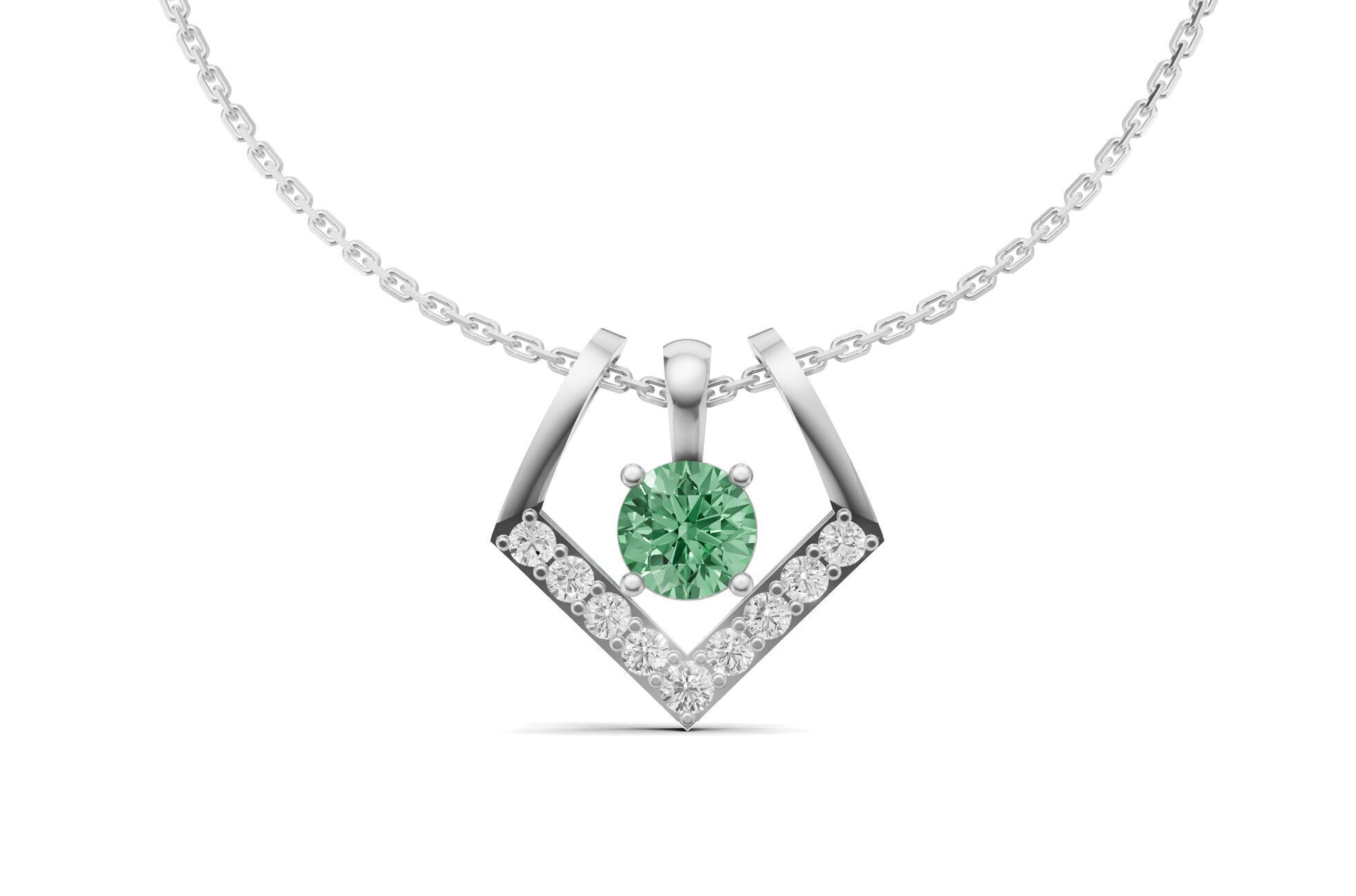 Solitaire Diamond Pendant 2 in 1 V-Shaped Design 3D print model_5