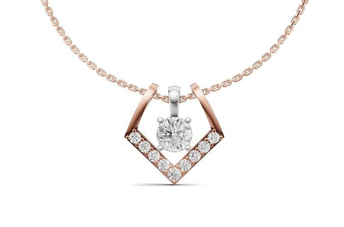 Solitaire Diamond Pendant 2 in 1 V-Shaped Design 3D print model