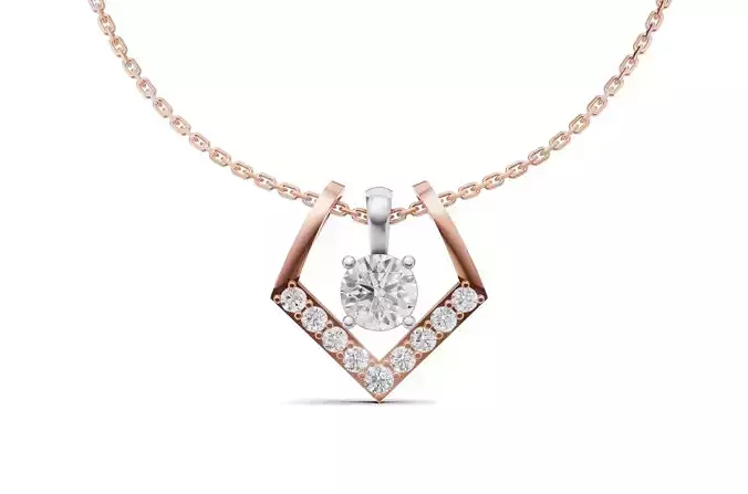 Solitaire Diamond Pendant 2 in 1 V-Shaped Design