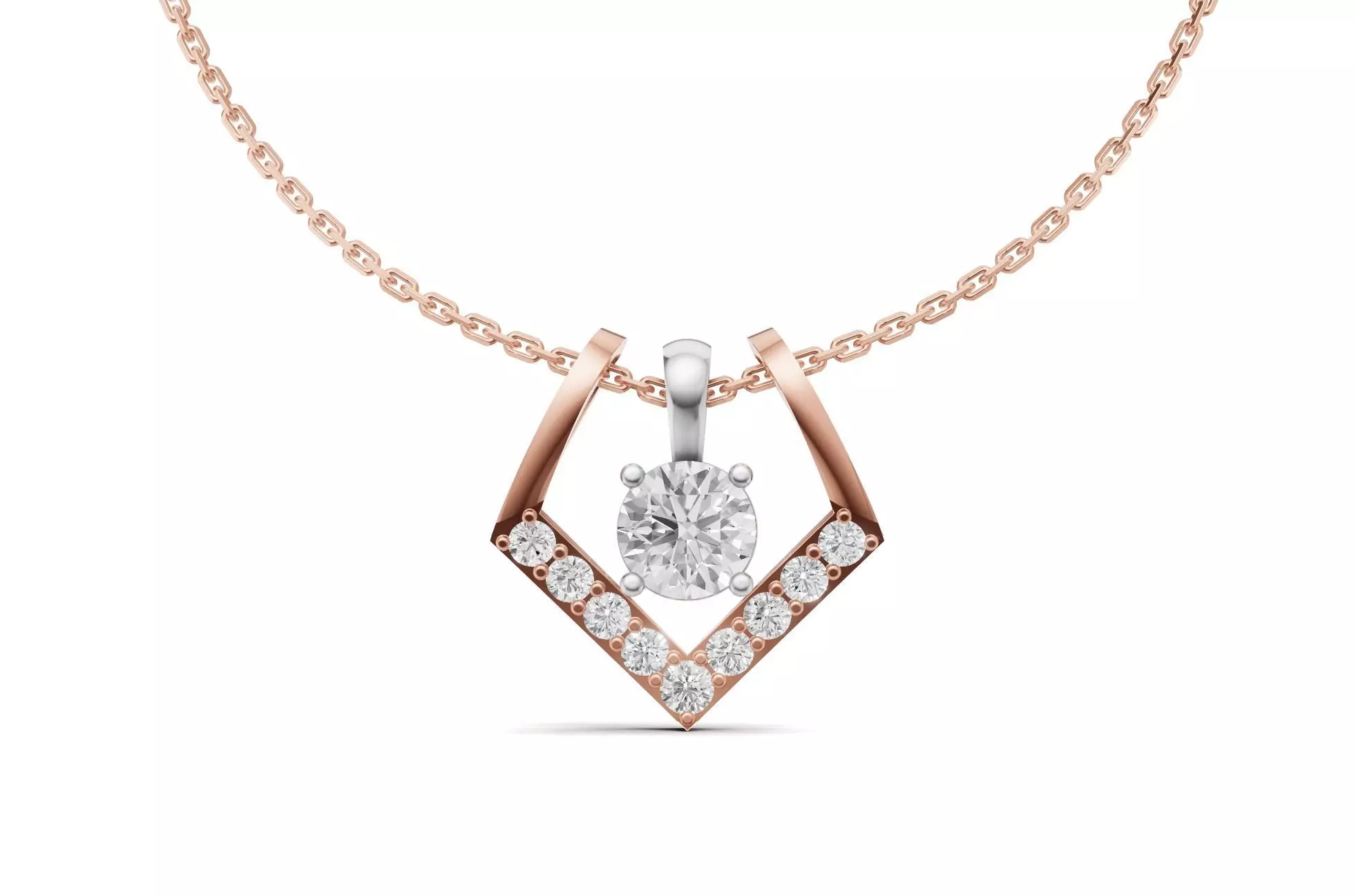 Solitaire Diamond Pendant 2 in 1 V-Shaped Design 3D print model_0