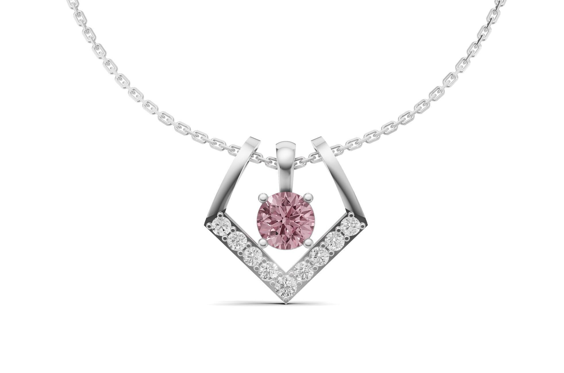 Solitaire Diamond Pendant 2 in 1 V-Shaped Design 3D print model_6