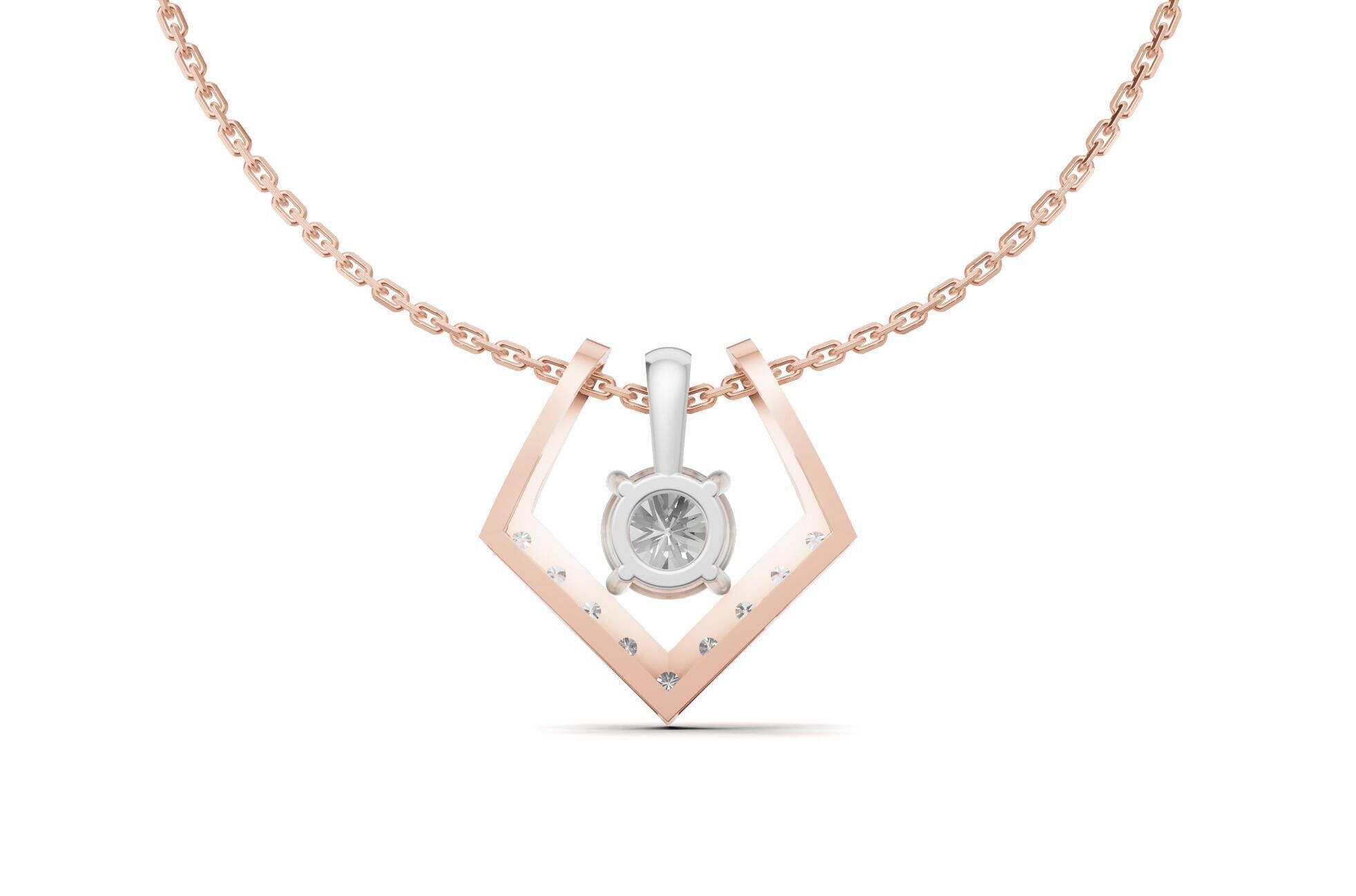 Solitaire Diamond Pendant 2 in 1 V-Shaped Design 3D print model_13
