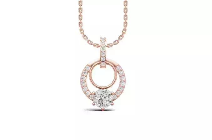 Circle Pendant with Solitaire Diamond 