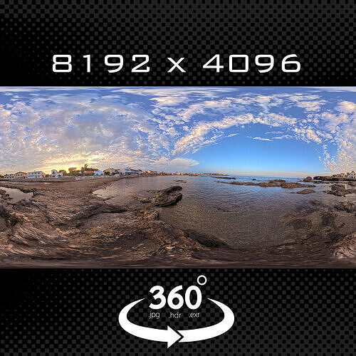 Breathtaking Coastal Sunset Panorama Low-poly 3D model