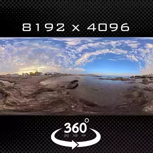 Breathtaking Coastal Sunset Panorama Low-poly 3D model