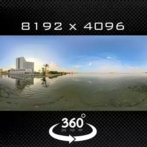 Modern Coastal Resort HDRI at Sunrise Low-poly 3D model