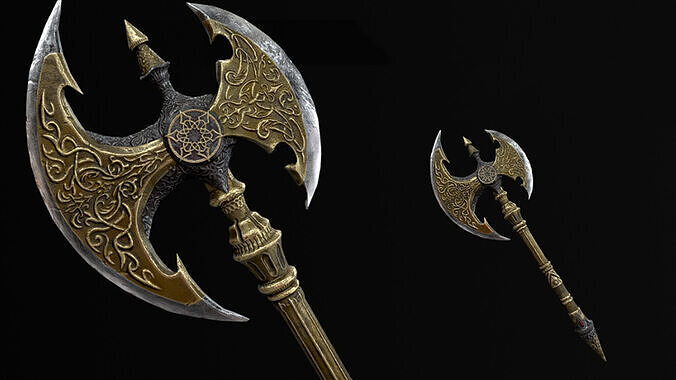 Golden Double Axe Low-poly 3D model