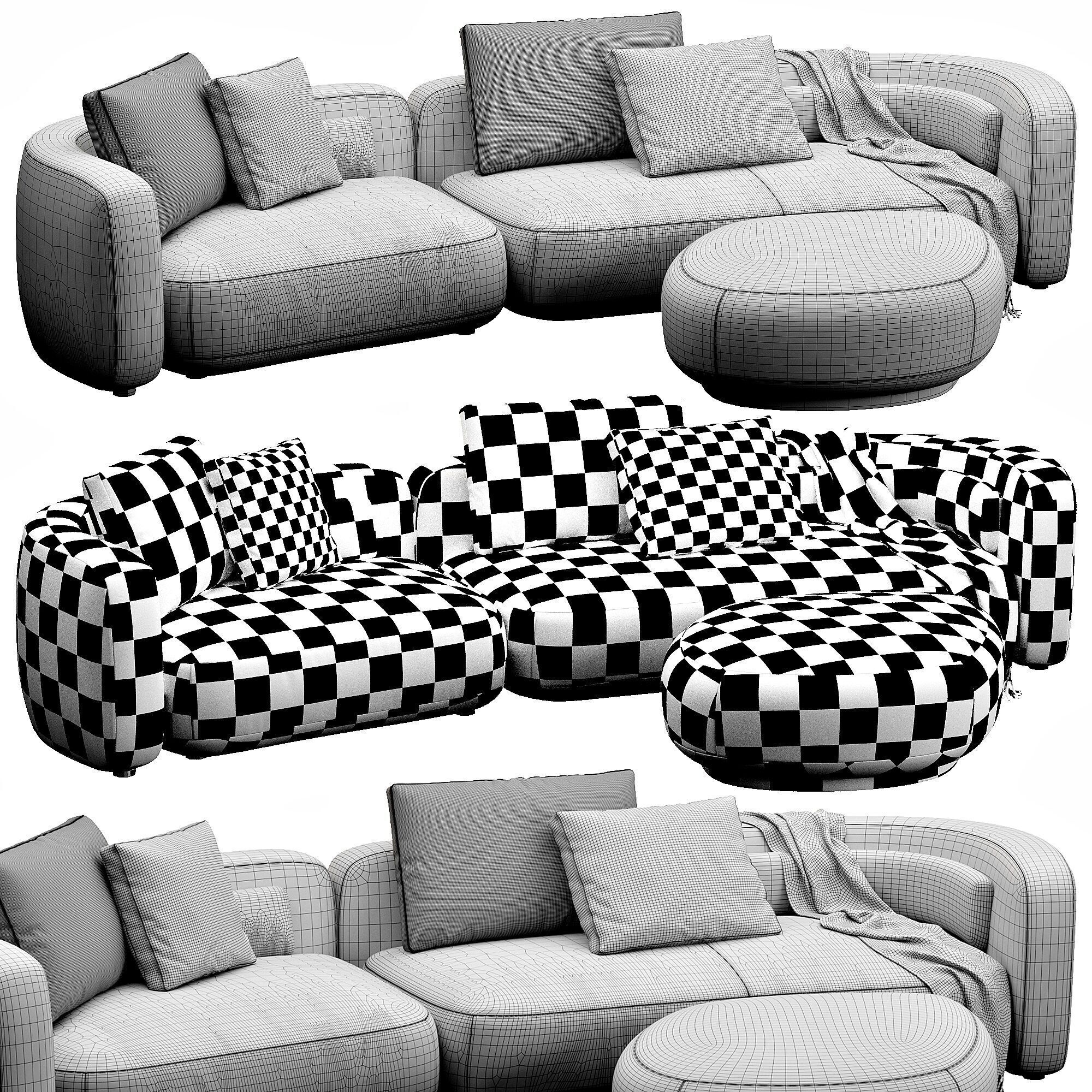 Bezier Sofa 3D model_7