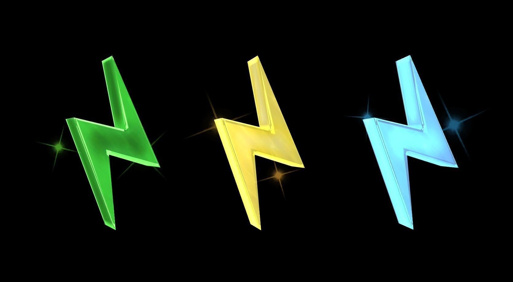 Lightning bolt Low-poly 3D model_1