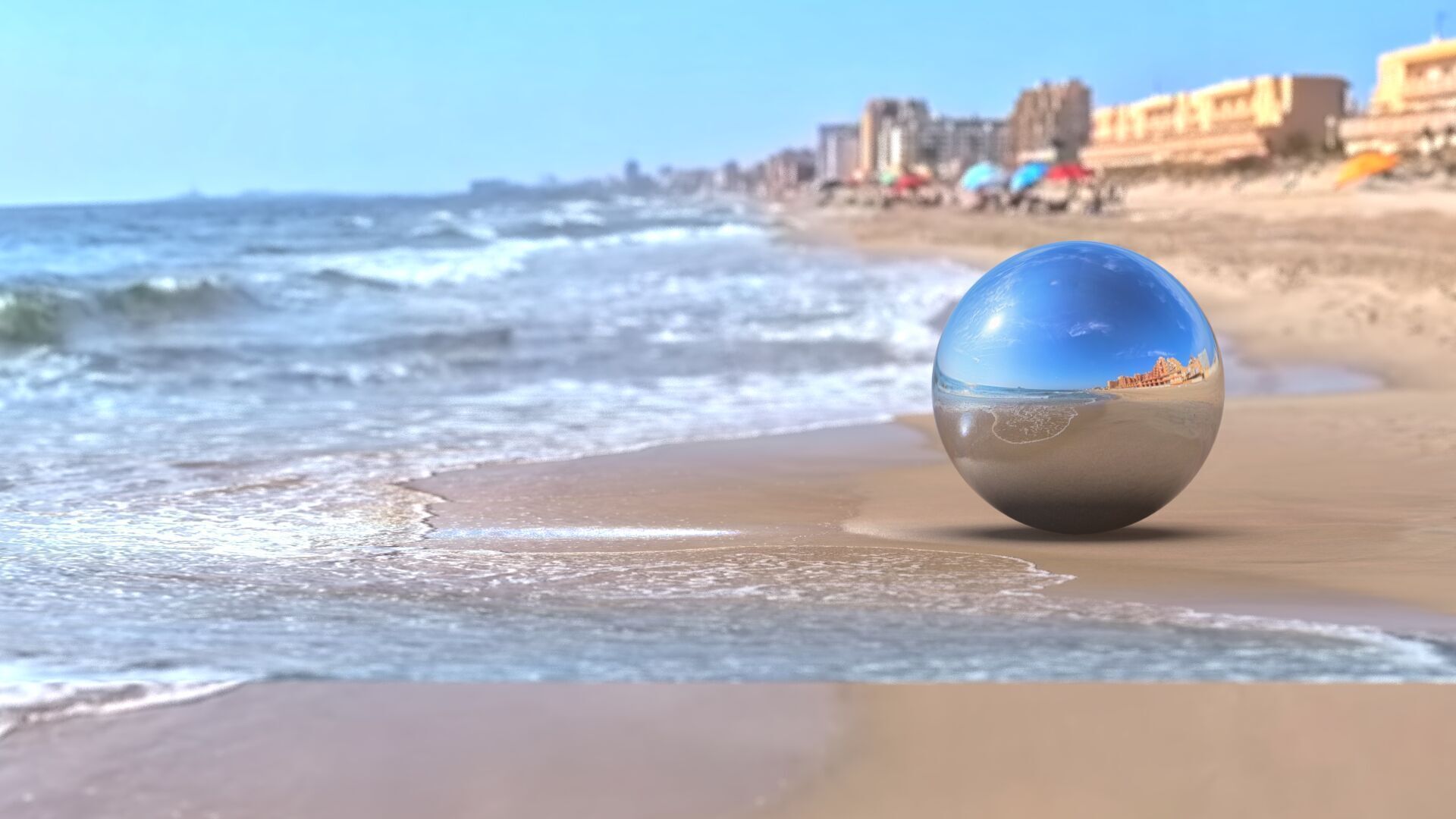  Sky Panorama  Coastal Sunset with Modern Buildings Low-poly 3D model_2