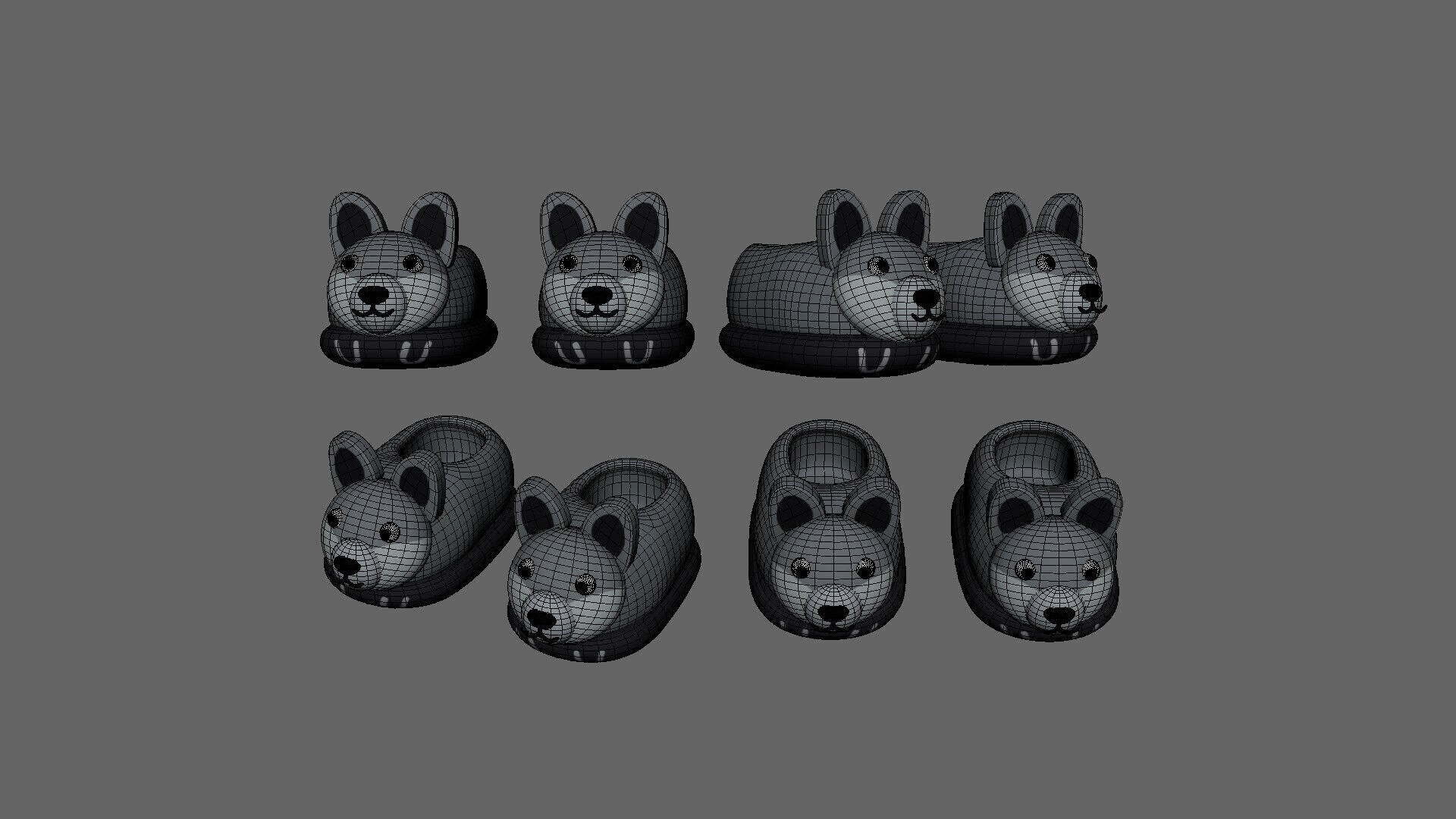 Low-Poly Wolf Slippers Low-poly 3D model_8