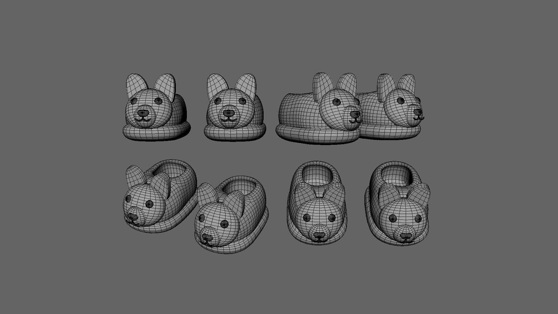 Low-Poly Wolf Slippers Low-poly 3D model_7