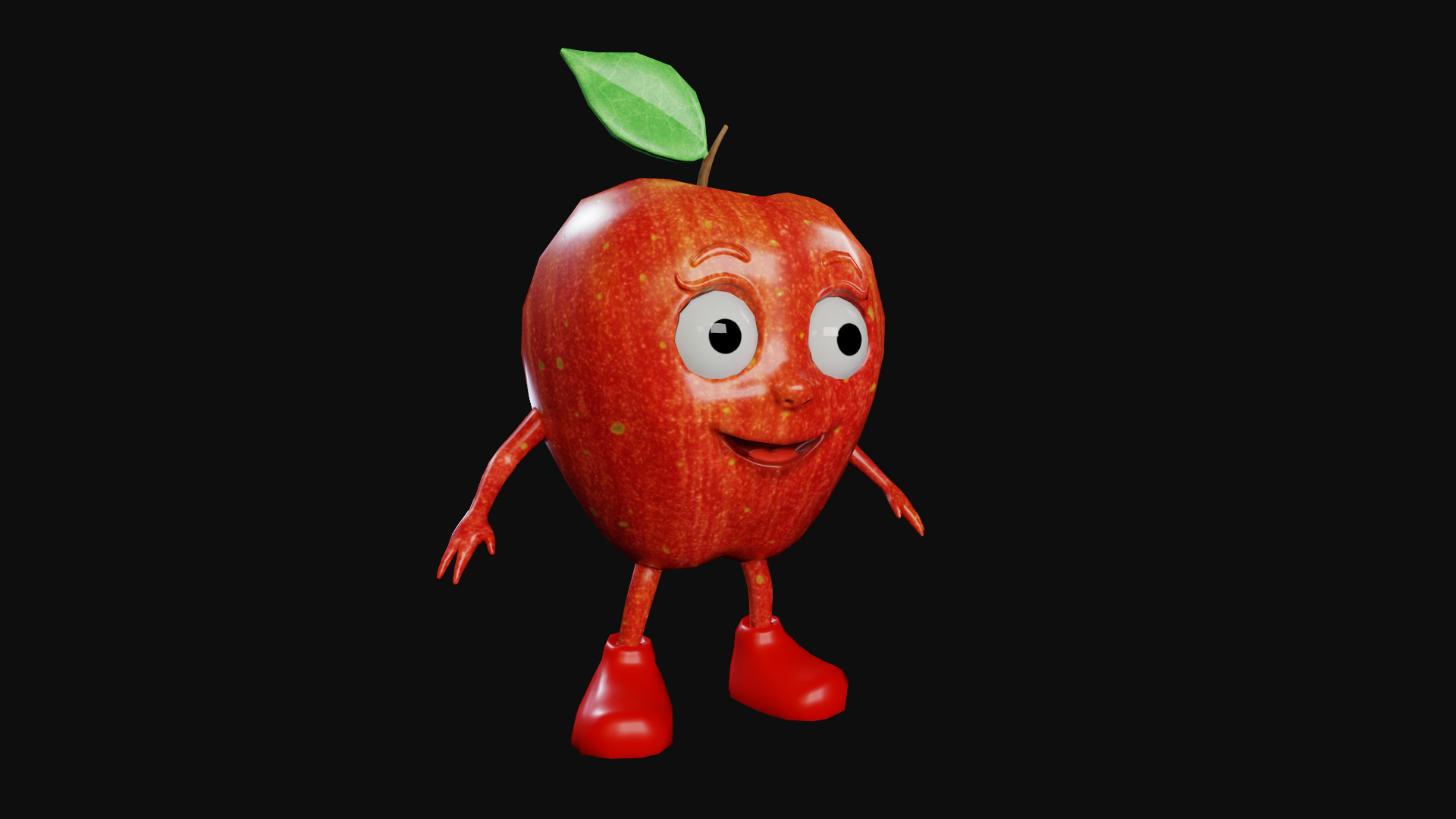 Cute apple 3d model Low-poly 3D model_2