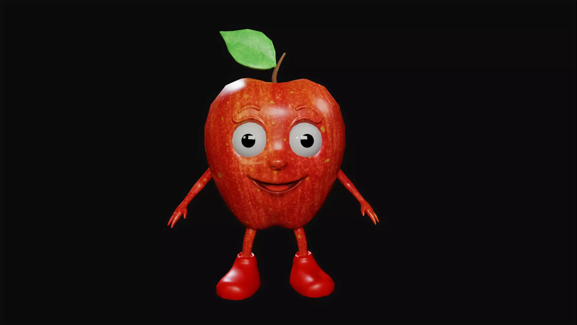 Cute apple 3d model Low-poly 3D model_0
