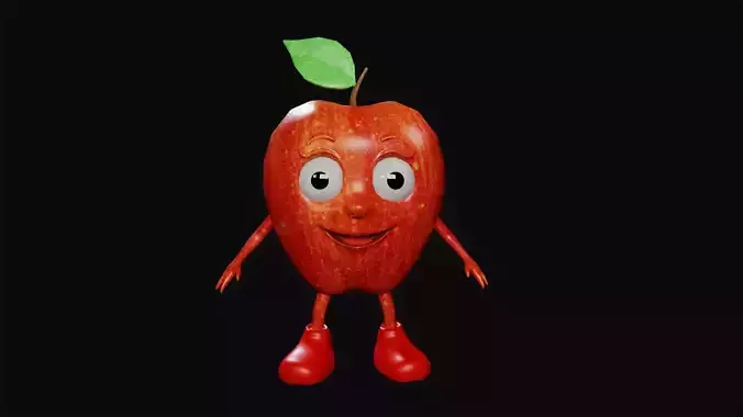 Cute apple 3d model Low-poly 3D model