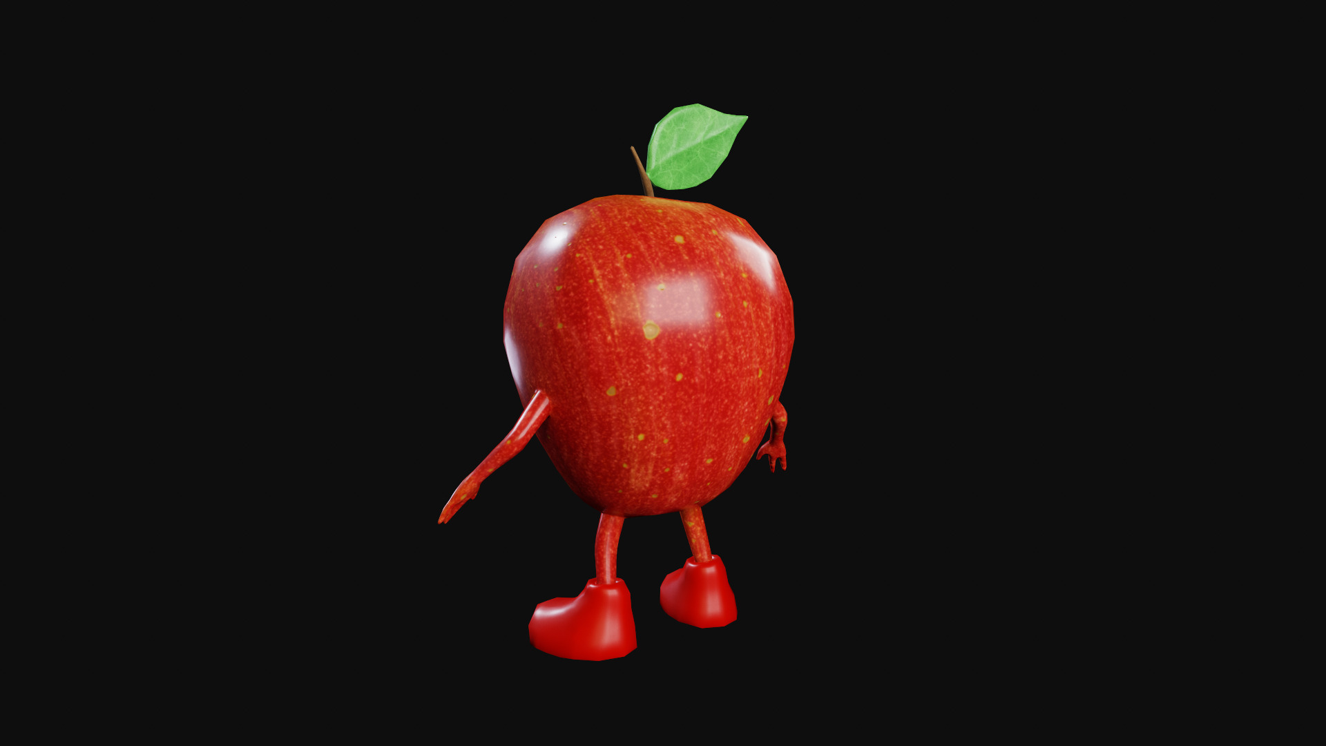 Cute apple 3d model Low-poly 3D model_3