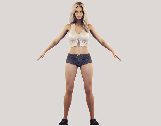 VR AR PBR FEMALE AVATAR CHARACTER EVELYN IN CUTE TOP 3D MODEL Low-poly 3D model