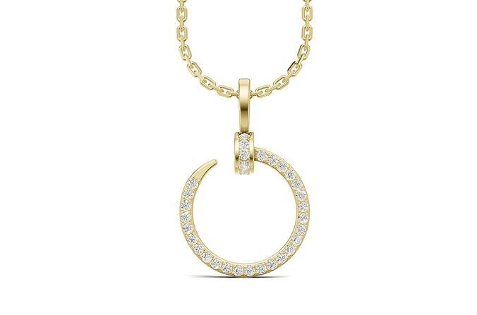 Diamond Hoop Pendant 3D Model in Gold 3D print model