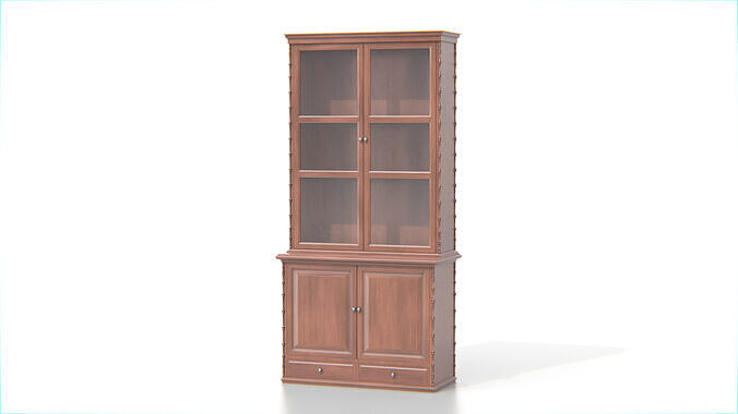 Antique Wooden Hutch Cabinet 03 Low-poly 3D model