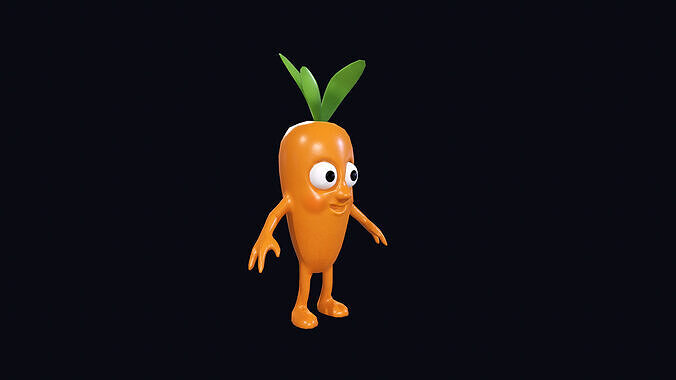 Cute carrot 3d model Low-poly 3D model
