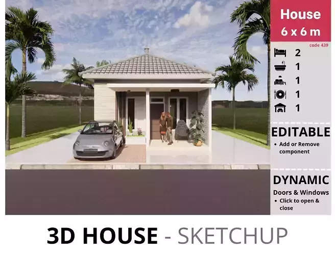 House 6x6m code 439- Sketchup 3D model 3D model