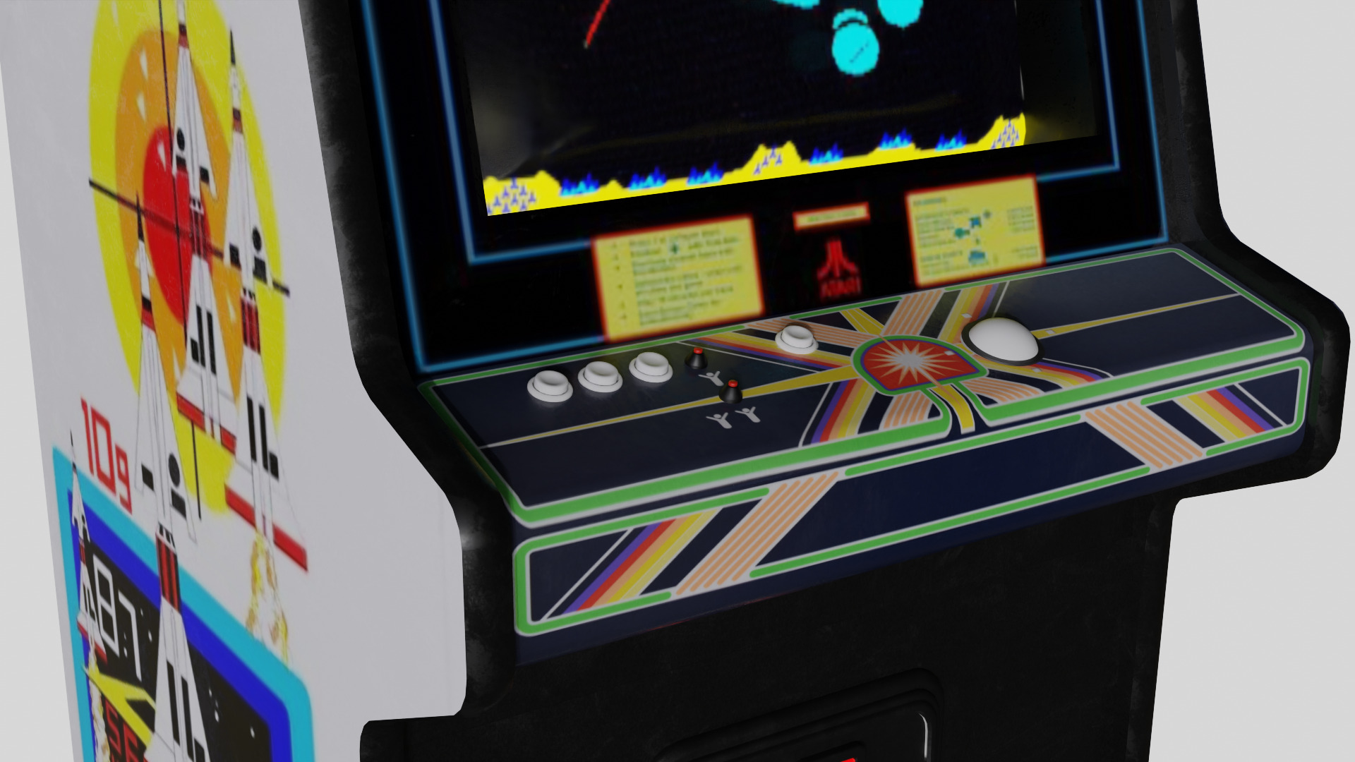 Missile Command Millipede Arcade Cabinet Retro Low-poly 3D model_1