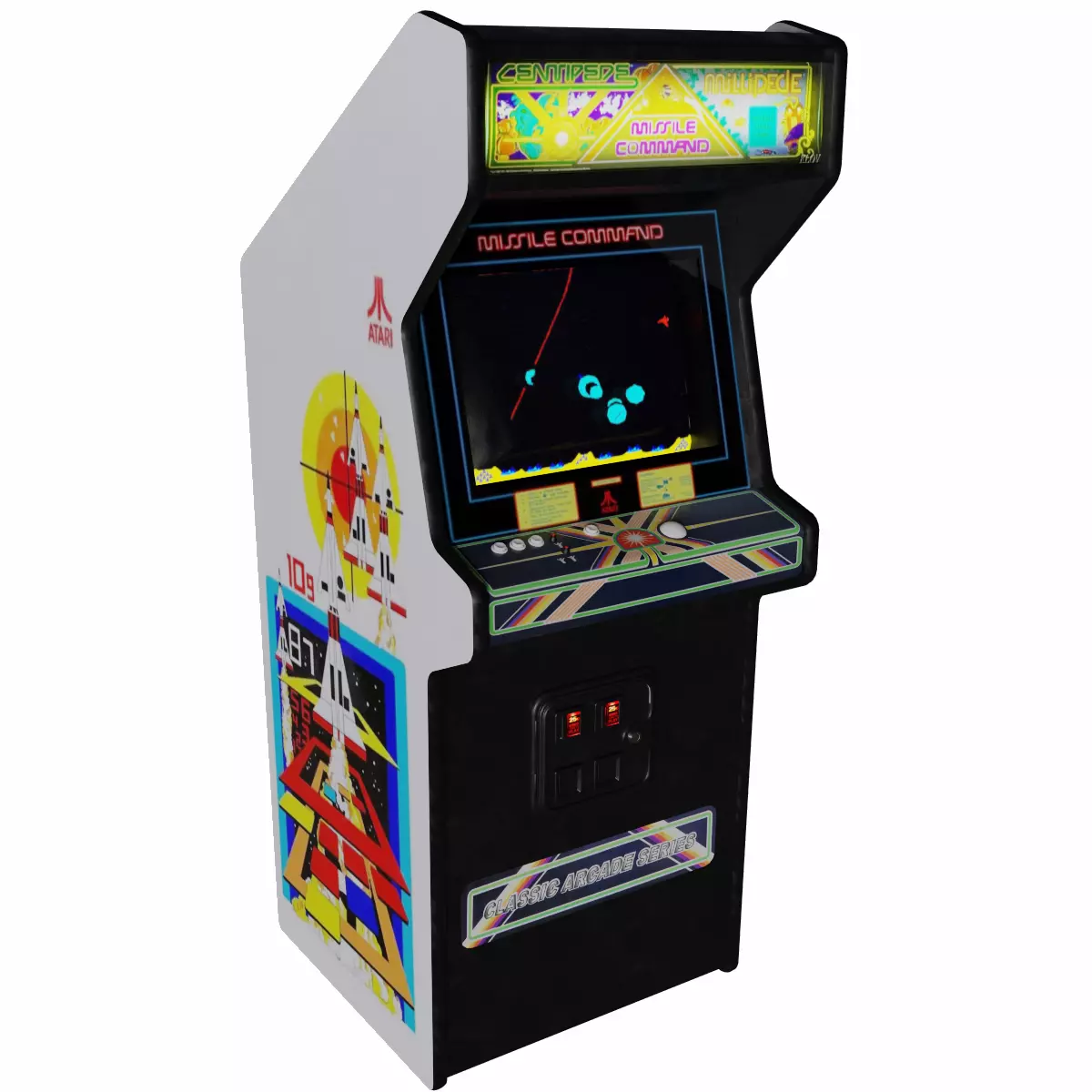 Missile Command Millipede Arcade Cabinet Retro Low-poly 3D model_0
