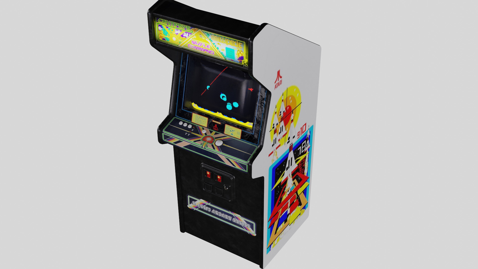 Missile Command Millipede Arcade Cabinet Retro Low-poly 3D model_4