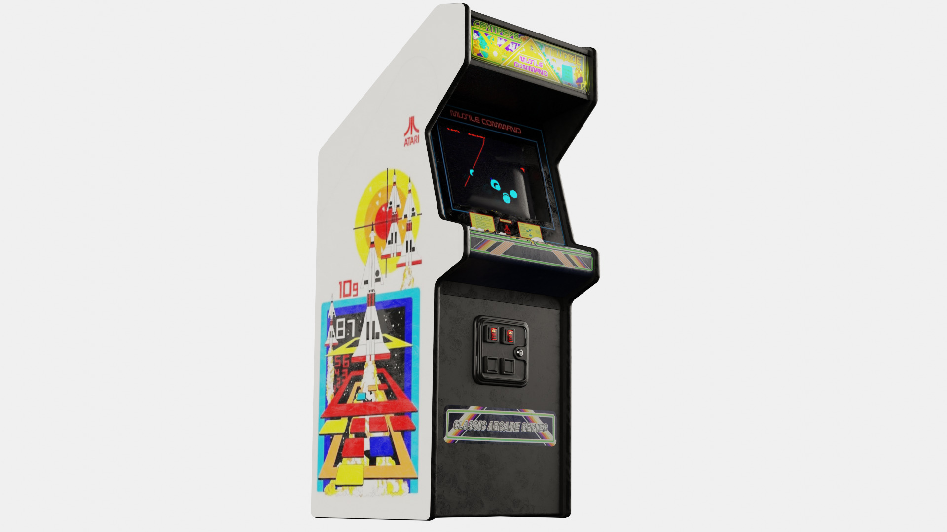Missile Command Millipede Arcade Cabinet Retro Low-poly 3D model_5