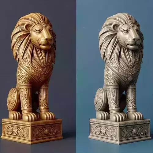 953Laughing African Lion with Majestic Mane  Full Color