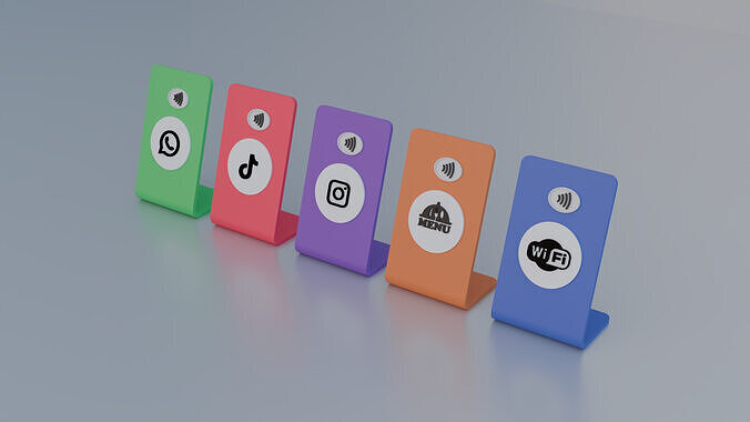 NFC Card Stand Functional Social Media and Services Free 3D print model