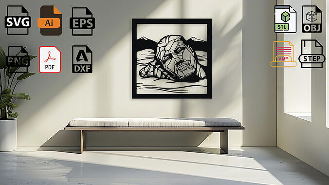 Contemplative Face Wall Art 3D print model