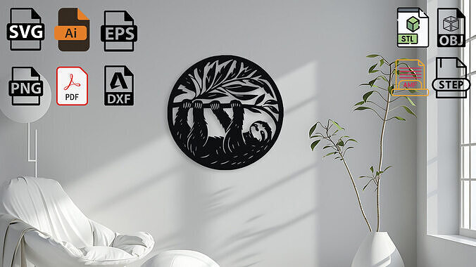 Sloth Wall Decor Art 3D print model