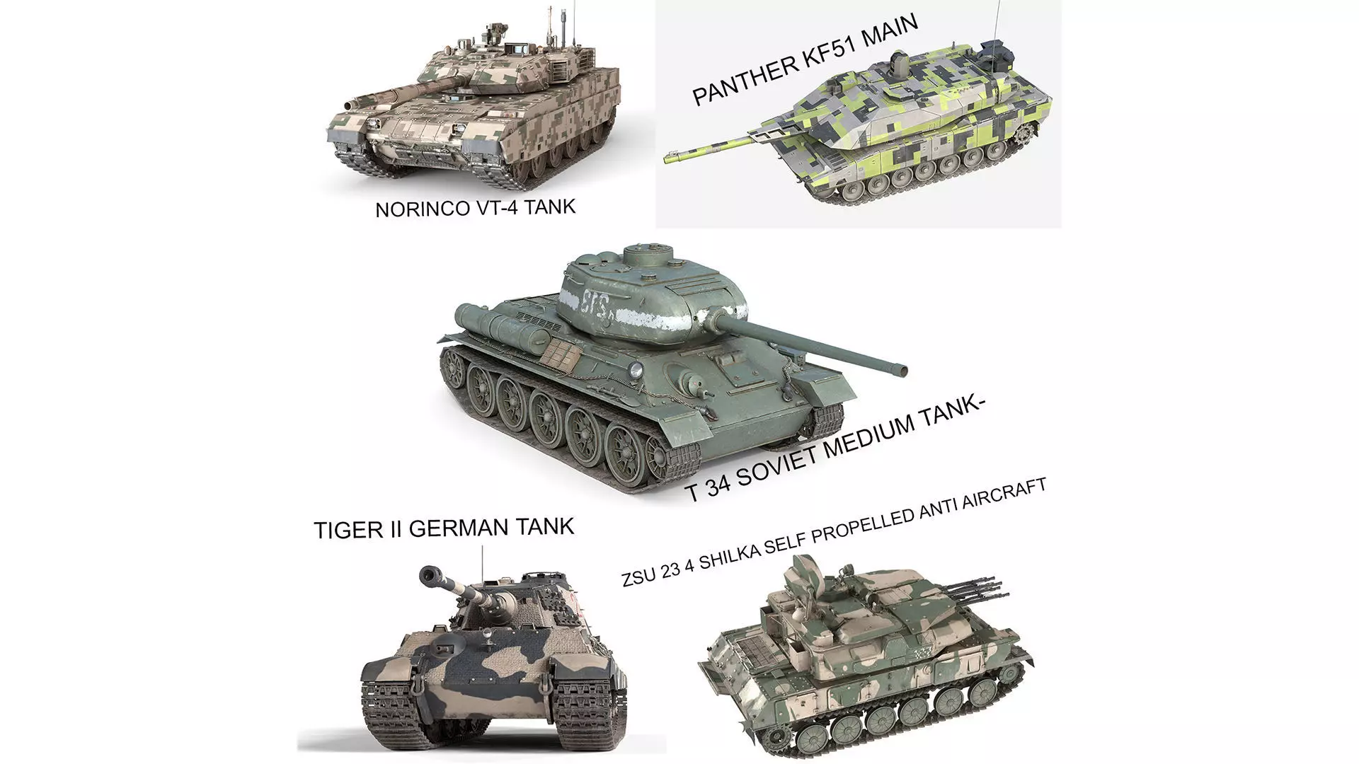 5 Military Vehicles Collection v16 Low-poly 3D model_0