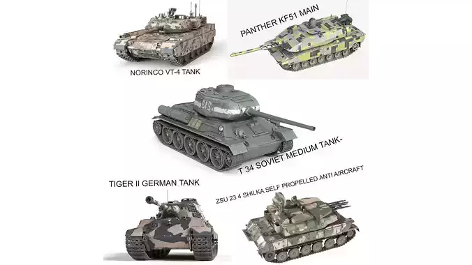 5 Military Vehicles Collection v16 Low-poly 3D model