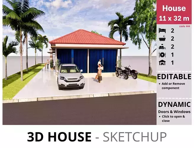 Shophouse 11x32m code 444- Sketchup 3D model 3D model 3D model