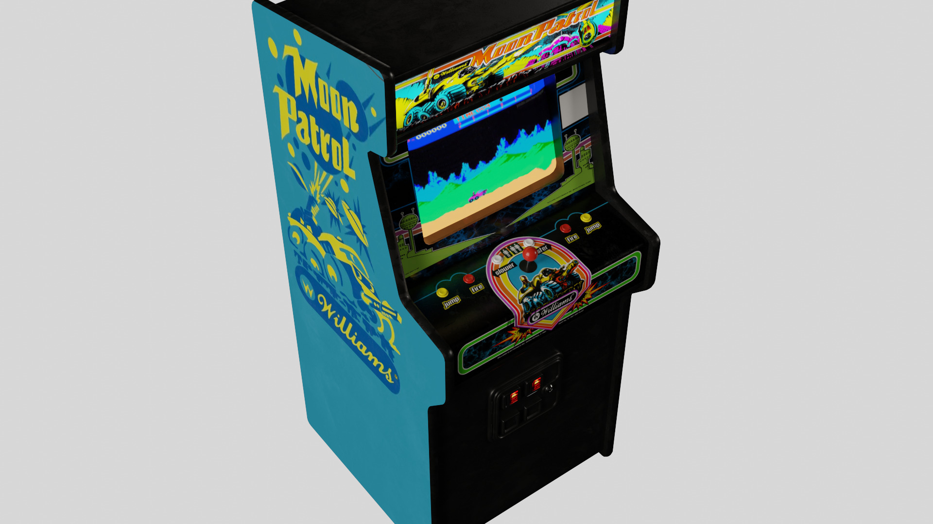 Moon Patrol Arcade Cabinet Retro Low-poly 3D model_4