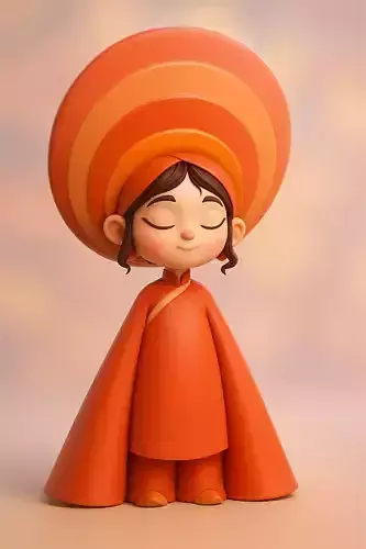Vietnamese Chibi Girl in Ao Dai 3D Print Model