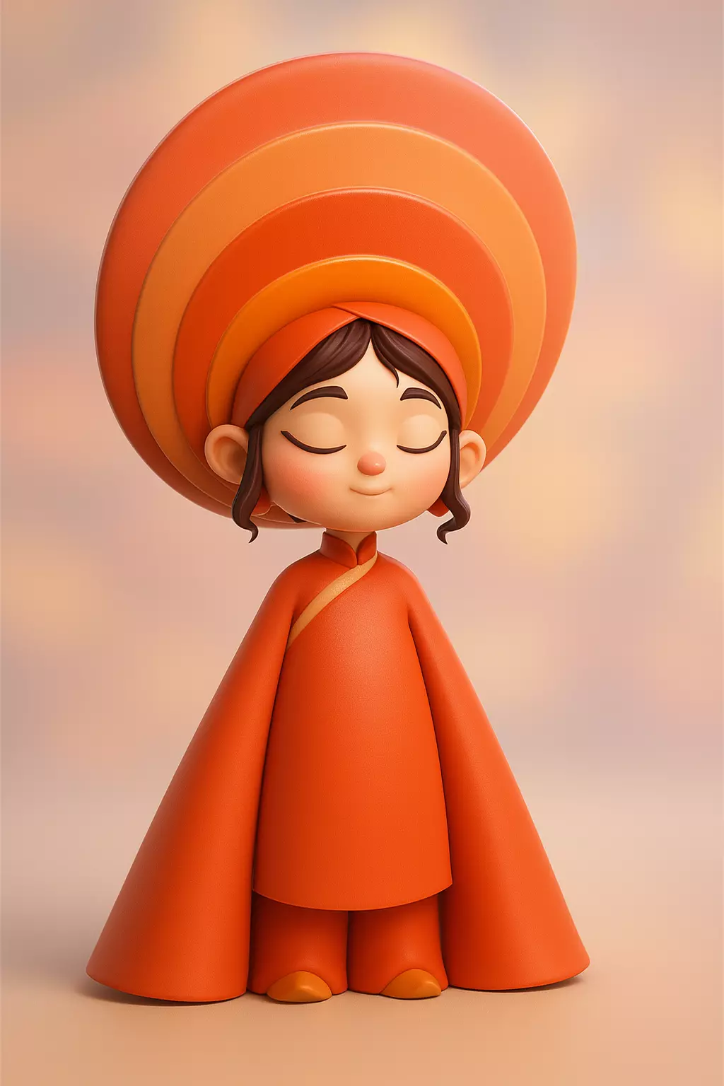 Vietnamese Chibi Girl in Ao Dai 3D Print Model 3D print model_0