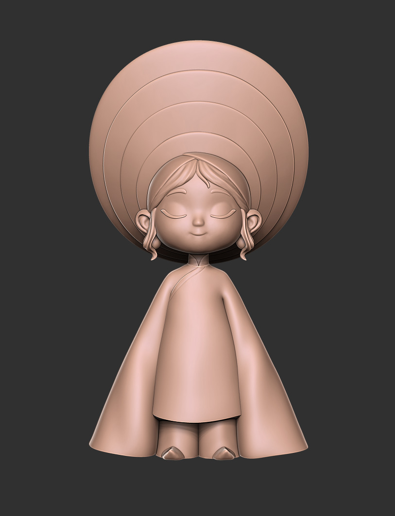 Vietnamese Chibi Girl in Ao Dai 3D Print Model 3D print model_1