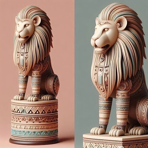 956 Laughing African Lion with Majestic Mane Full Color 3D print model