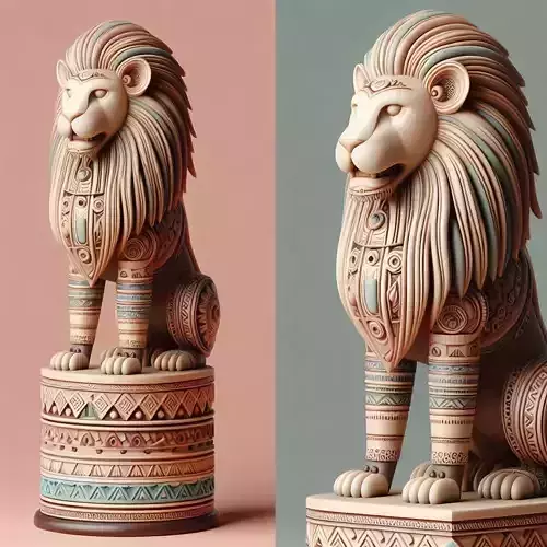 956 Laughing African Lion with Majestic Mane Full Color